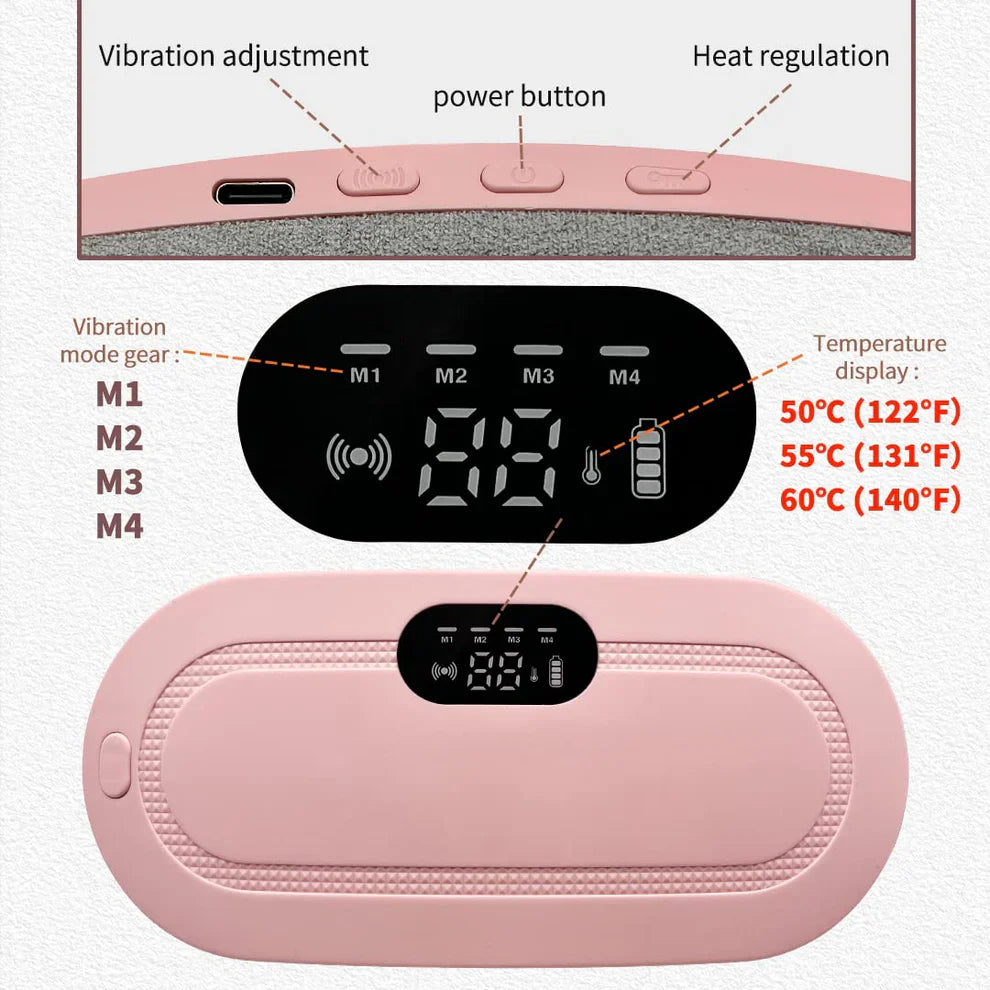 Sika Deer Portable Menstrual Heating Pad for Period Cramps Relief – Electric Waist Belt with 5 Heat Settings & 4 Massage Modes – Cramp Relief Device for Women & Girls