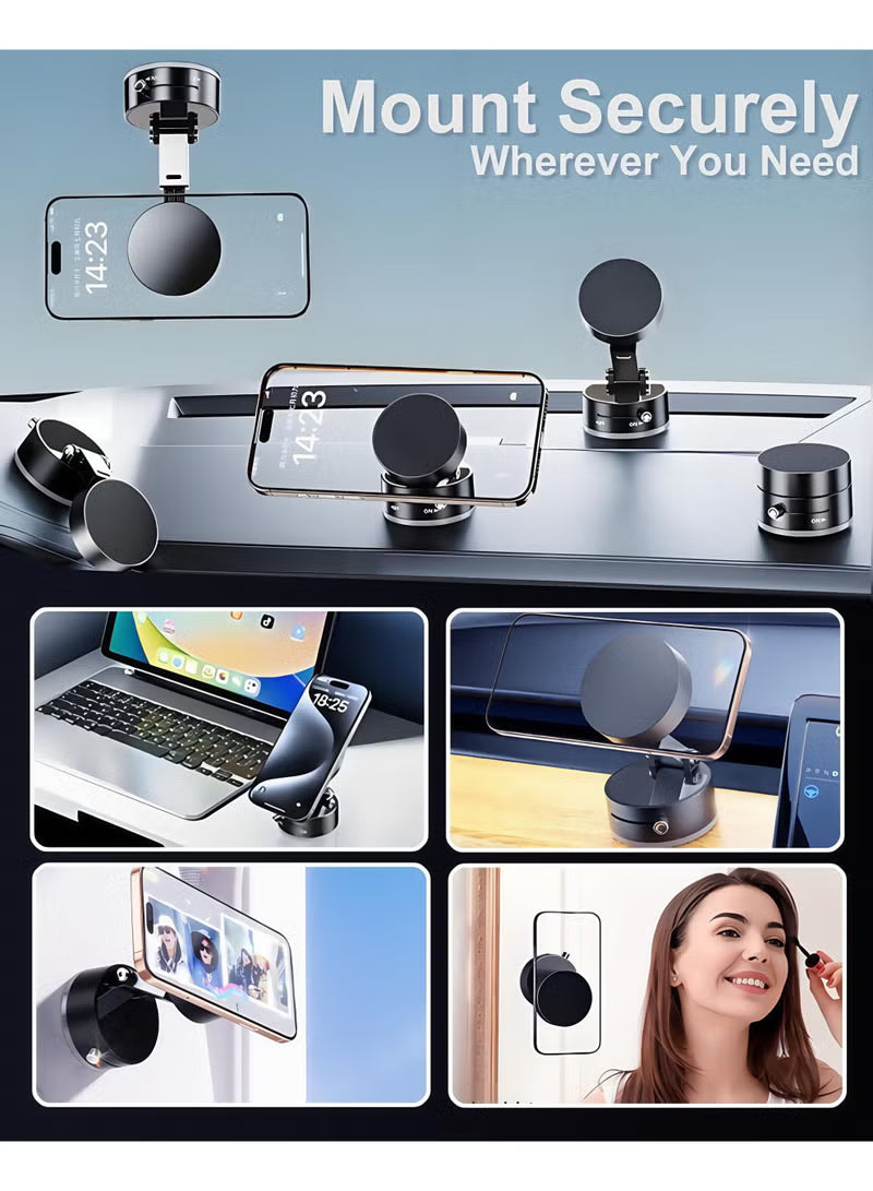 Magnetic Phone Holder for Car (360° Rotatable, Vacuum Suction Cup, Foldable Design)