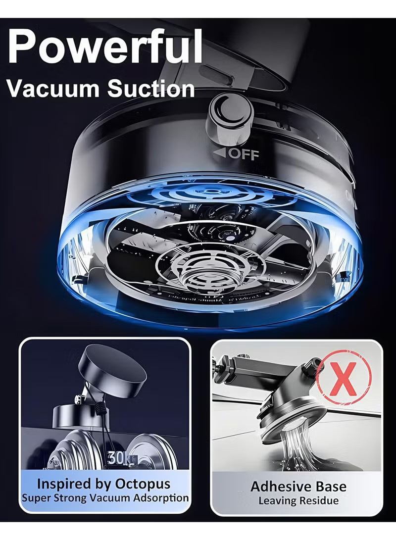 Magnetic Phone Holder for Car (360° Rotatable, Vacuum Suction Cup, Foldable Design)